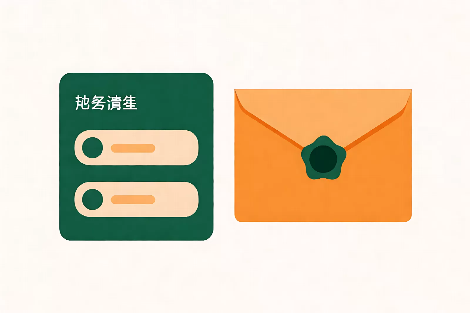 账号继承安排：账号清单卡片与密封信并排，信口有封蜡